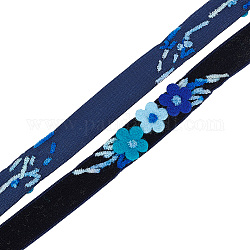 Cintas de encaje bordadas con flores hechas a mano de terciopelo, para embarcaciones de diy, decoración de costura, azul oscuro, 5/8 pulgada (16 mm)