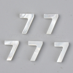 Charms in madreperla conchiglia bianca naturale, numero, num. 7, 10x7x2mm, Foro: 0.8 mm