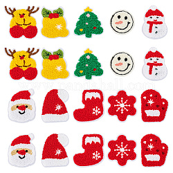 FINGERINSPIRE 20Pcs 10 Style Christmas Theme Towel Embroidery Cloth Patches Mixed Color Sew on Applique Patches Sewing Fabric Badges for DIY Crafts Decor Jeans Jackets Christmas Costume Accessorie