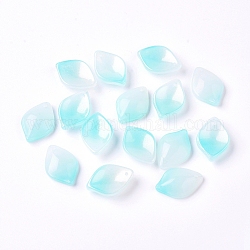 Pendentifs en verre d'imitation jade, pétale, bleu ciel, 19x13x4.5mm, Trou: 1mm