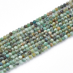 Fili di perle naturali di turchese africano (diaspro), tondo sfaccettato, 3mm, Foro: 0.5 mm, circa 138pcs/filo, 15.5 pollice