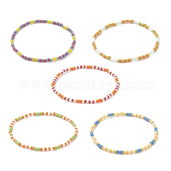 Pulseras elásticas con cuentas de vidrio, pulsera color caramelo para mujer, color mezclado, diámetro interior: 2 pulgada (5 cm)
