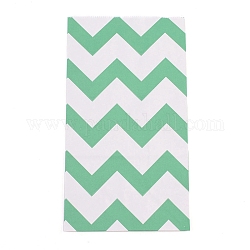 Bolsas de papel kraft blanco, sin asas, bolsas de almacenamiento, patrón de onda, primavera verde, 23.5x13x8 cm