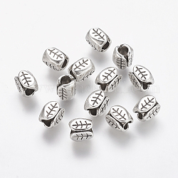 Tibetan Style Alloy Beads, Lead Free & Cadmium Free, Leaf, Antique Silver, 7x5.5mm, Hole: 3mm