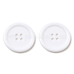 Resin Buttons, Dyed, Flat Round, White, 34x4mm, Hole: 3mm, 98pcs/bag