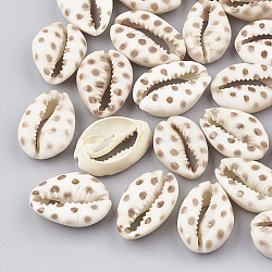 Perles de coquillage cauri naturelles imprimées, pas de trous / non percés, chameau, 20~26x13~18x5~7mm