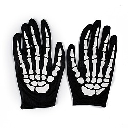 Перчатки из полиэстера со скелетом и полными пальцами, для костюмов для косплея на хэллоуин, чёрные, 223x125x1.5 мм