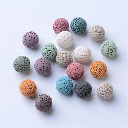 Perles de pierre de lave naturelle non cirées, pour perles d'huile essentielle de parfum, perles d'aromathérapie, teinte, ronde, sans trou, couleur mixte, 8~9mm