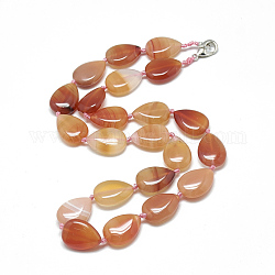 Natural Carnelian Beaded Necklaces, with Alloy Lobster Clasps, teardrop, 18.1 inch~18.5  inch(46~47cm), Teardrop: 18x13.5mm