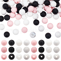 Pandahall elite 120 pz 4 colori perline in silicone ecologico per uso alimentare, dentizione da masticare, tondo, colore misto, 8.5mm, Foro: 2 mm, 30 pz / colore