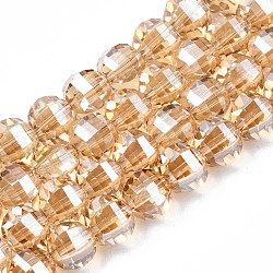 Chapelets de perles en verre transparent électrolytique, ronde, burlywood, 9.5x8.5mm, Trou: 1.5mm, Environ 70 pcs/chapelet, 24.80 pouce (63 cm)