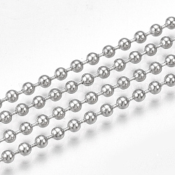 3.28 Feet 304 Stainless Steel Ball Chains, Stainless Steel Color, 2.5mm