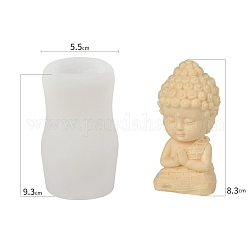 Moules en silicone pour bougies de bricolage, pour la fabrication de bougies, silicone de qualité alimentaire, bouddhiste, blanc, 5.5x9.3 cm