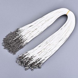 Gewachsten Baumwollkordel bildende Halskette, mit Alu-Karabiner Schnallen und Eisenketten Ende, Platin Farbe, weiß, 17.12 Zoll (43.5 cm), 1.5 mm