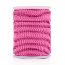 Runde gewachste Polyesterschnur, Taiwan gewachste Schnur, verdrillte Schnur, neon rosa , 1 mm, ca. 12.02 Yard (11m)/Rolle