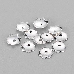 Silver Color Plated Brass Flower End Bead Caps, Jewelry Accessories, Size: about 6mm in diameter, hole, 1.2mm, 160pcs/10g