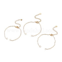 Half Finished 304 Stainless Steel Paperclip Chains Connector Bracelet Makings, with Jump Ring, Extender Chain & Lobster Claw Clasp, Golden, 6-1/4 inch(15.8cm), 0.2cm, Hole: 3.8mm