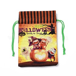 Sacchetti portaoggetti in panno di cotone di halloween, borse regalo rettangolari con coulisse borse goody, per sacchetti regalo di caramelle, modello a tema halloween, 21x14.5x0.4cm