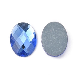 Cabuchones de vidrio electroplato, espalda y espalda planas, facetados, oval, azul dodger, 18x13x5mm