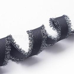 Ausgefranste Ripsbänder aus Polyester, mit Fransen Quaste, Schwarz, 5/8 Zoll (16 mm), etwa 100 yards / Rolle (91.44 m / Rolle)