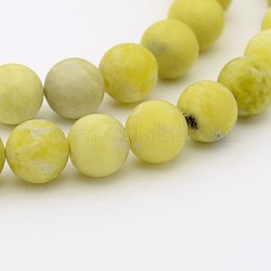 Natürlicher Zitrone Jade runde Perle Stränge, 6 mm, Bohrung: 1 mm, ca. 68 Stk. / Strang, 15.7 Zoll