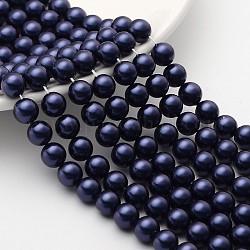 Shell Perlen Stränge, Klasse A, poliert, Runde, Blau, 8 mm, Bohrung: 0.8 mm, ca. 47~50 Stk. / Strang, 16 Zoll