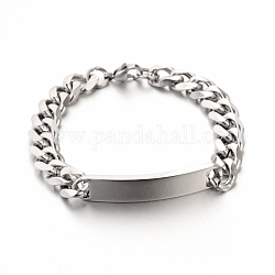 304 bracelets chaîne à maillons gourmette en acier inoxydable id, facette, couleur inoxydable, 8-1/2 pouce (215 mm), 10.5mm