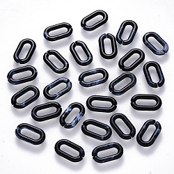 Anneaux liant acrylique, connecteurs à liaison rapide, pour la fabrication de chaînes de câble de bijoux, style de pierres fines imitation, ovale, noir, 14x8.5x2.5mm, diamètre intérieur: 9x3 mm, environ 3360 pcs/500 g