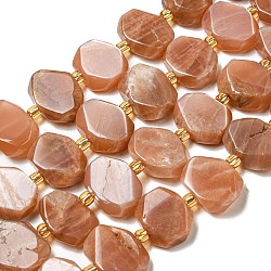Chapelets de perles de pierre de soleil naturelle naturelles, avec des perles de rocaille, rectangle facettes, 12~14.5x16~18x5~7mm, Trou: 1.2mm, Environ 23 pcs/chapelet, 14.84 pouce (37.7 cm)
