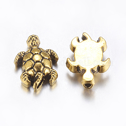 Perles en alliage de style tibétain, tortue, sans cadmium et sans plomb, Or antique, 12.5x9x4mm, Trou: 1mm, environ 1049 pcs/1000 g