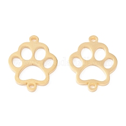 201 Stainless Steel Pet Links Connectors, Manual Polishing, Dog Footprint Vacuum Plating , Real 18K Gold Plated, 20x16x1.5mm, Hole: 1.2mm