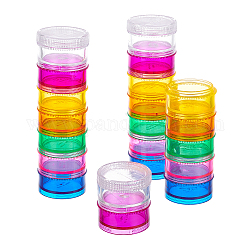 Boîtes à pilules en plastique, boîtes médecine des voyages, avec 7 compartiments, plat rond, colorées, 15.5x4.2 cm