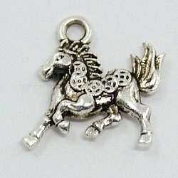 Сплавочные подвески тибетского стиля, лошадь, античное серебро, 16x14x4 мм, отверстие : 2 мм