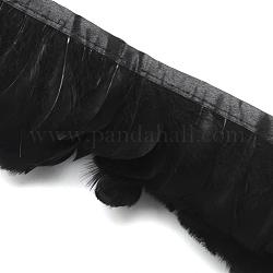 Pluma de la manera accesorios de cadena paño de disfraces, negro, 70~90x21~35mm, aproximamente 5 m / bolsa