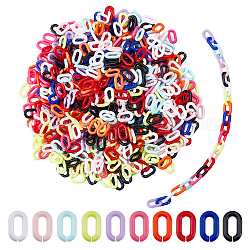 Superfindings 1000 pz 10 colori anelli di collegamento in acrilico opaco, connettori a collegamento rapido, per la fabbricazione di catene portacavi, ovale, colore misto, 15x9x3mm, diametro interno: 3.5x9mm, 100 pz / colore