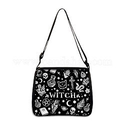Sac en polyester, sac à bandoulière réglable de style gothique pour les amateurs de wiccan, forme de chat, 30x25 cm
