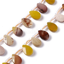 Chapelets de perles en mokaite naturel, perles percées, facette, larme, 12x8x4mm, Trou: 0.7mm, Environ 32 pcs/chapelet, 15.08~15.24 pouce (38.3~38.7 cm)
