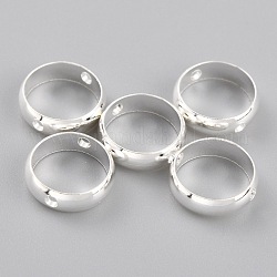 Rahmen aus Messingperlen, langlebig plattiert, runden Ring, 925 Sterling versilbert, 9x2.5 mm, Bohrung: 1.2 mm