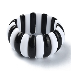 Bracciale elasticizzato con perline in finta pietra acrilica, braccialetto di piastrelle, nero, diametro interno: 2-1/4 pollice (5.8 cm), larghezza: 38 mm