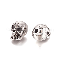 Halloween 304 perline in acciaio inossidabile, testa del cranio, argento antico, 12.5x10.5x15mm, Foro: 2.8 mm