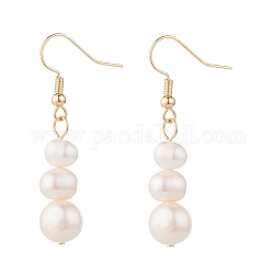 Natural Pearl Beads Dangle Earrings for Women, Golden, 43.5mm, Pin: 0.5mm