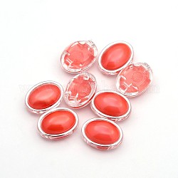 Coudre à l'acrylique taiwan, liens multi-brins, Accessoires de vêtement, ovale, tomate, 17x13x8mm, Trou: 1mm