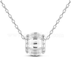 TINYSAND Rhodium Plated 925 Sterling Silver Necklace, with Cubic Zirconia, Rondelle, Platinum, 16 inch