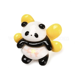 Cabochons animaux en résine opaque, joli panda avec nœud papillon, jaune, 18.5x19.5x8mm