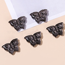 Perline di ossidiana d'argento naturale, farfalla, 13.5x16x6mm, Foro: 1.5 mm