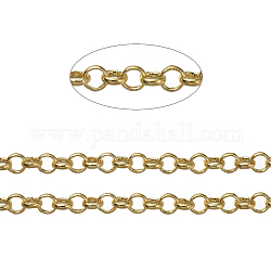 Brass Rolo Chains, Belcher Chains, Soldered, Long-Lasting Plated, with Spool, Cadmium Free & Nickel Free & Lead Free, Golden, 4.5x1.2mm, about 150.91 Feet(46m)/roll