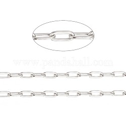 304 Stainless Steel Paperclip Chains, Soldered, with Spool, Stainless Steel Color, 3x1.5x0.3mm, about 32.8 Feet(10m)/roll