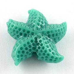 Окрашенная коралловых бусин синтетические, морская звезда / морские звезды, средний аквамарин, 20x19x7 мм, отверстие : 1.5 мм