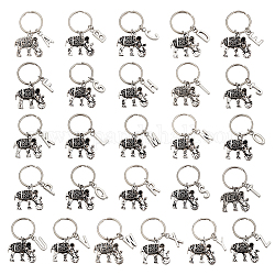 Nbeads Maschenmarkierer Elefanten, Buchstabenstich-Marker-Anhänger, zum Stricken Weben Nähzubehör Handgemachter Schmuck, Antik Silber Farbe, 4.5 cm, 26 Stück / Set