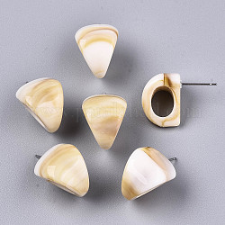 Boucles d'oreilles en résine opaque, style de pierres fines imitation, avec épingles en acier inoxydable, triangle, papayawhip, 17.5x14.5mm, pin: 0.7 mm